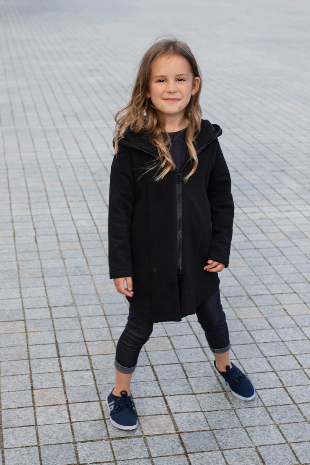Black zipped jumper with hood for kid ‘SEA’