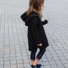 Black zipped jumper with hood for kid ‘SEA’