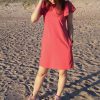 Red short summer dress with pockets ‘BUTTERFLY’