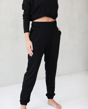 Women cotton knit trousers with side pockets