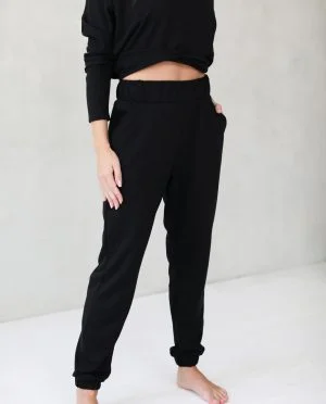 Women cotton knit trousers with side pockets