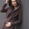 Comfy long jacket with big hood and zipper 'DEW'