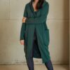 Comfy long jacket with big hood and zipper 'DEW'