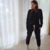 Two piece warm leisure set for women - trousers and long sleeve top