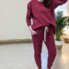 Two piece warm leisure set for women - trousers and long sleeve top