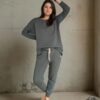 Two piece warm leisure set for women - trousers and long sleeve top