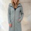 Comfy long jacket with hood, zipper and front pockets 'DAWN'