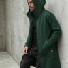Comfy long jacket with hood, zipper and front pockets 'DAWN'