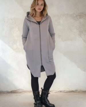 Unisex jacket with big hood and extra long zipper SEA