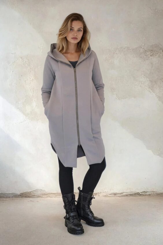 Unisex jacket with big hood and extra long zipper SEA