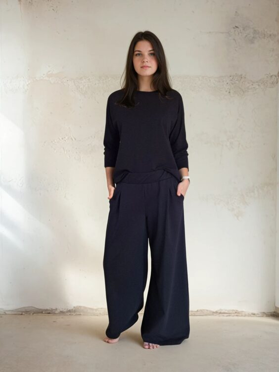 Elegant Black Wide-Leg Black Pants